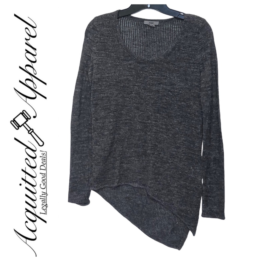 Helmut Asymmetrical Alpaca Knit Top Womens Gray
